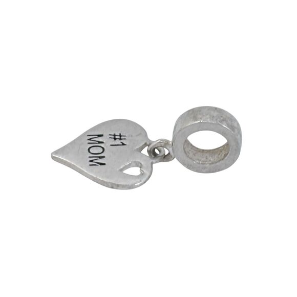 Vintage Thai IBB Sterling Silver 925 #1 Mom Heart Charm Pendant - Picture 4 of 8